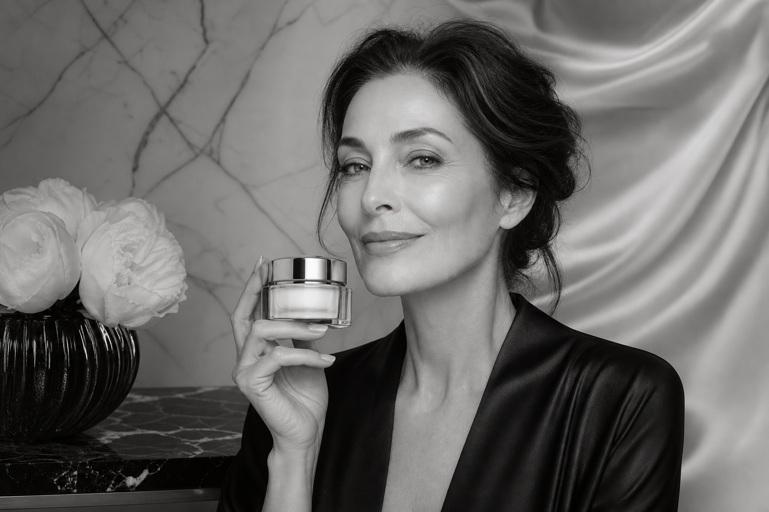 Elegancka kobieta z COCO Serum Krem — ponadczasowe piękno